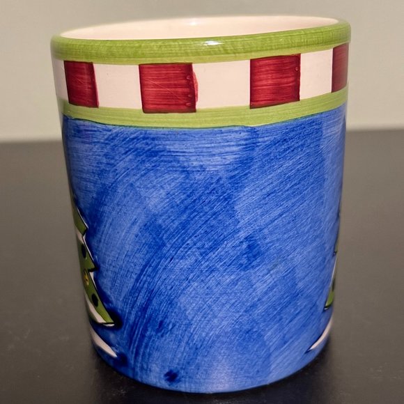 Pair of WORLD MARKET Hand Painted Christmas Mugs  ~ Santa Claus ~ Christmas Tree - Picture 11 of 15